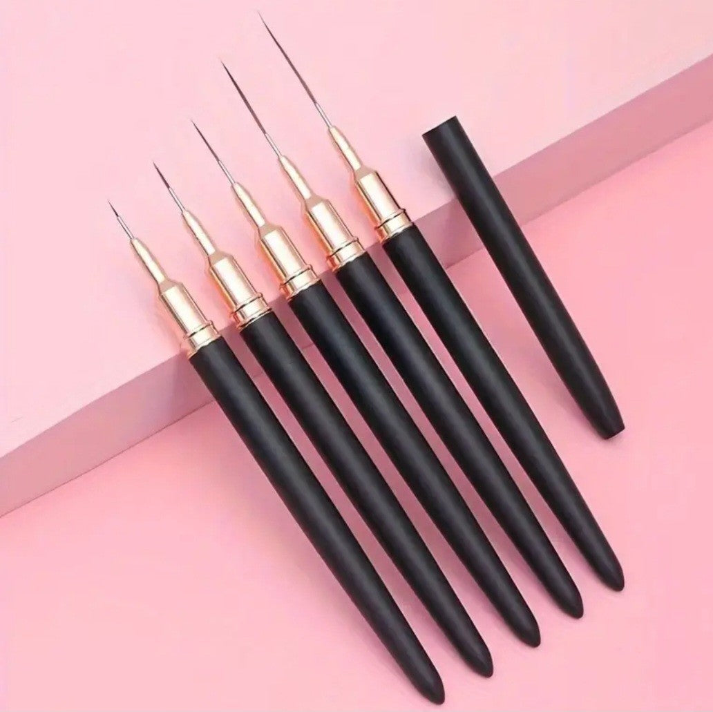 Professional Nail Brush Set - 5 Pcs Fine Detail Nail Art Brushes