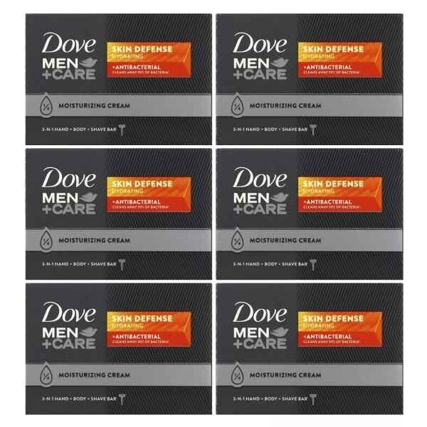 Dove Skin Defense Hydrating 3-in-1 Bar Soap Pack of 6 - Moisturizing Body & Face Wash