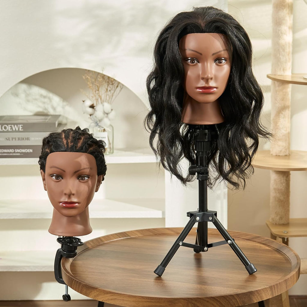 20-22 Inch Human Hair Mannequin Head with Stand for Styling & Practice