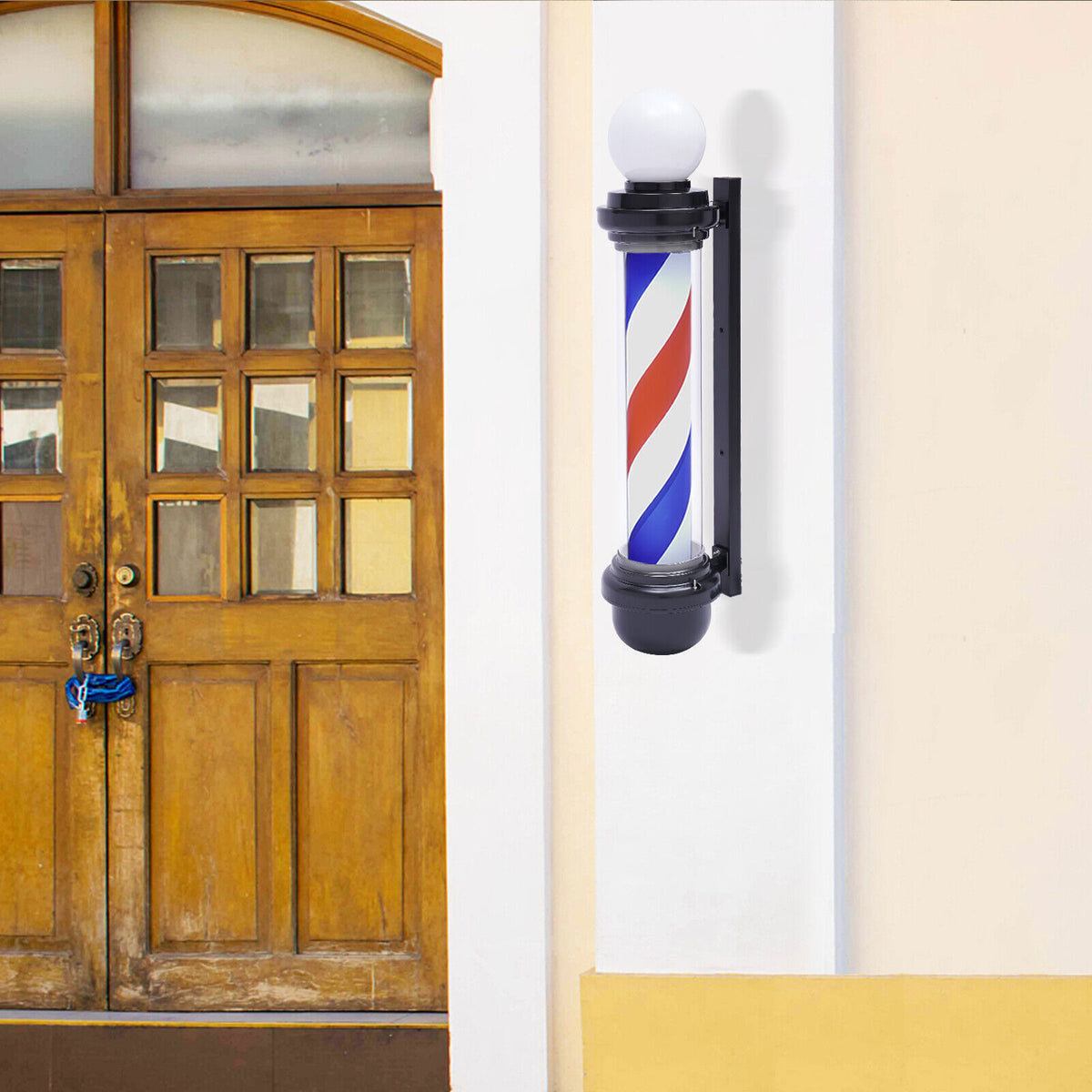 32-Inch Rotating Outdoor Barber Pole Light Sign for Hair Salons