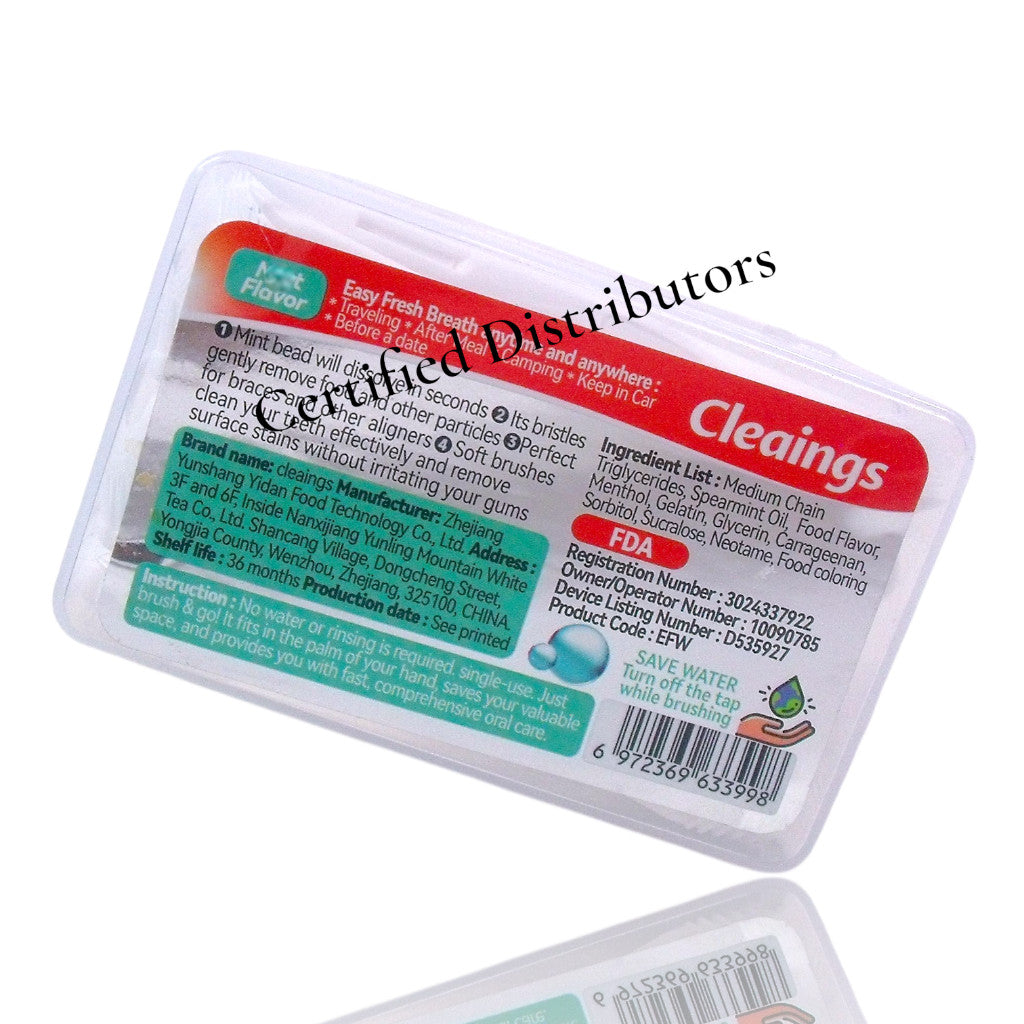 Disposable Mini Toothbrushes with Cleaning Beads Travel No Water - 72 Pack