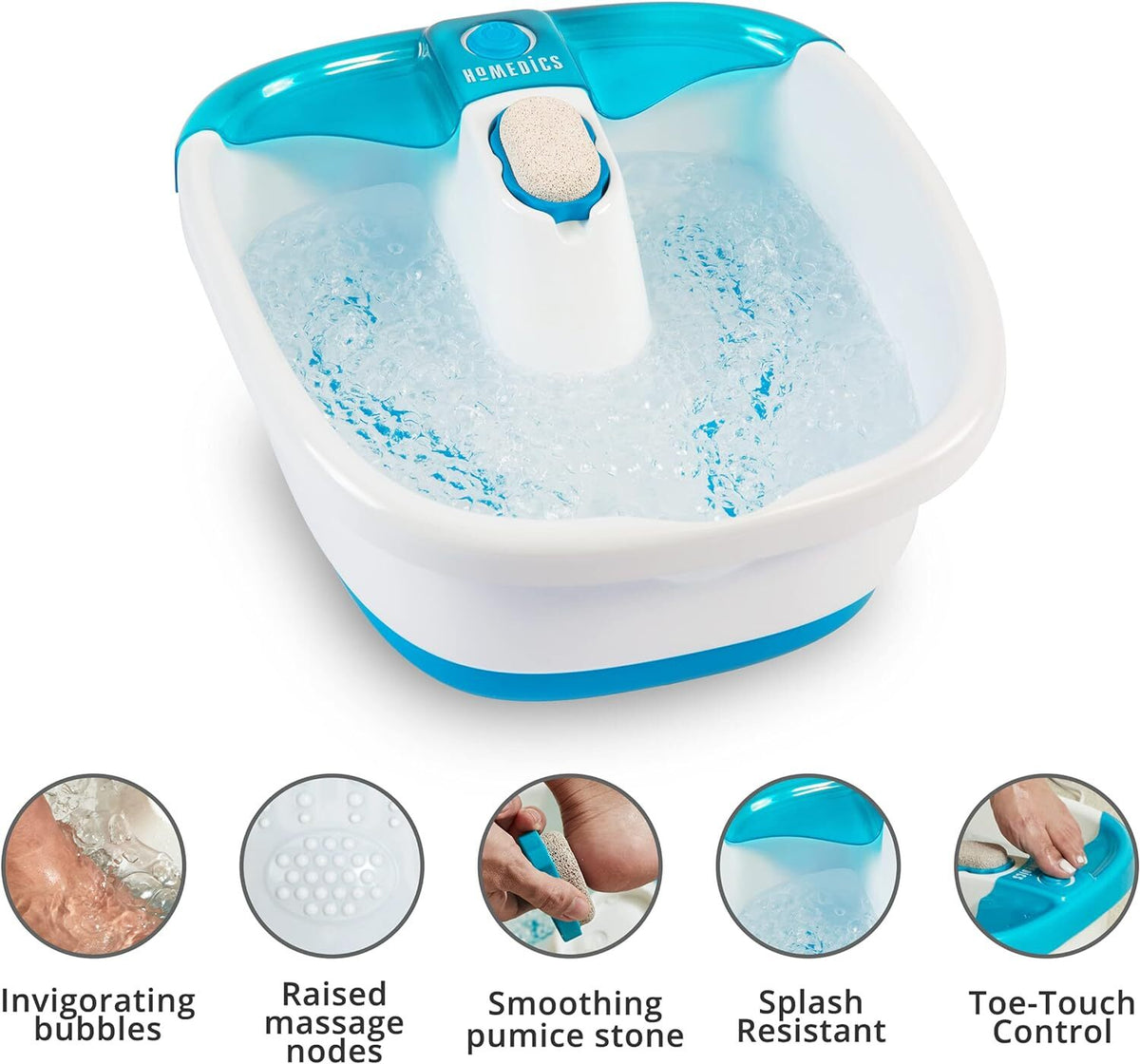 Portable Foot Spa Bath Massager with Bubble Jets and Removable Pumice Stone