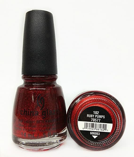 China Glaze Ruby Pumps Nail Polish - 0.5oz Bright Red Glitter Lacquer