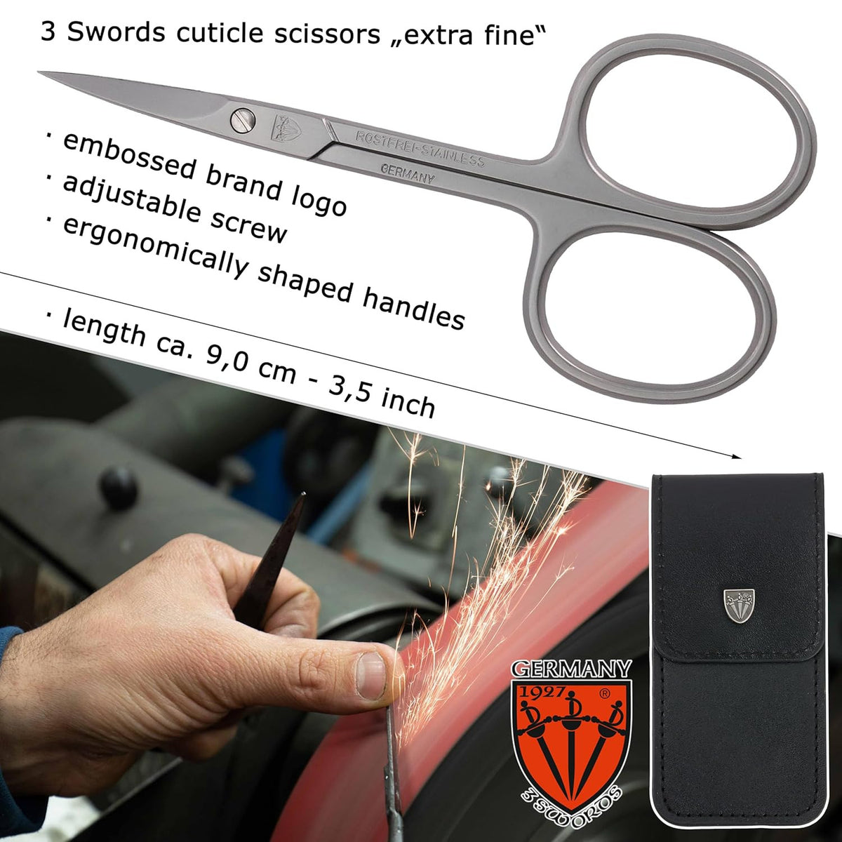 Stainless Steel Curved Cuticle Scissors with Case - Nail Care Tool