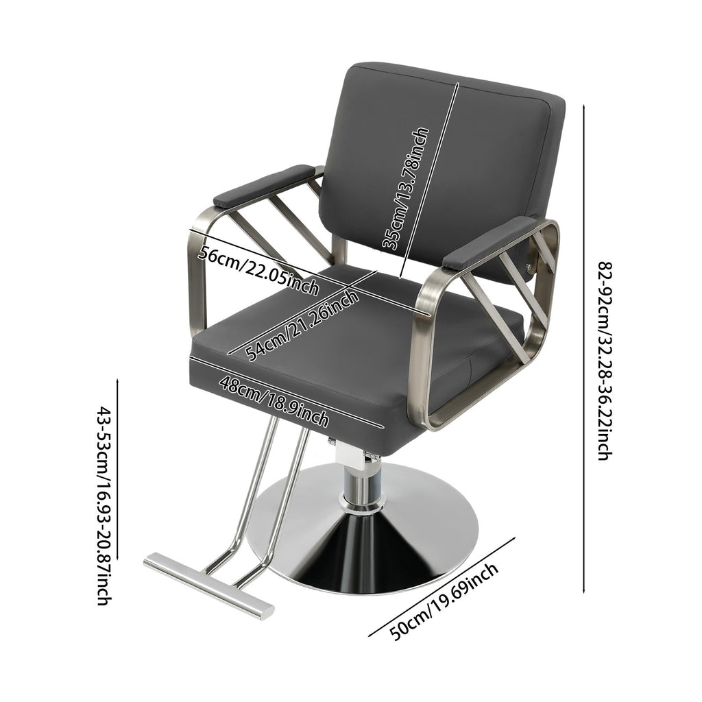 Swivel Salon Chair for Hair Stylist, Adjustable Grey Styling Chair