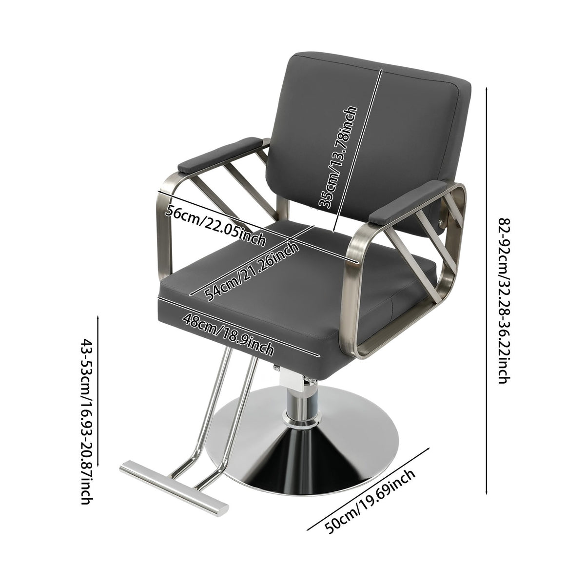 Swivel Salon Chair for Hair Stylist, Adjustable Grey Styling Chair