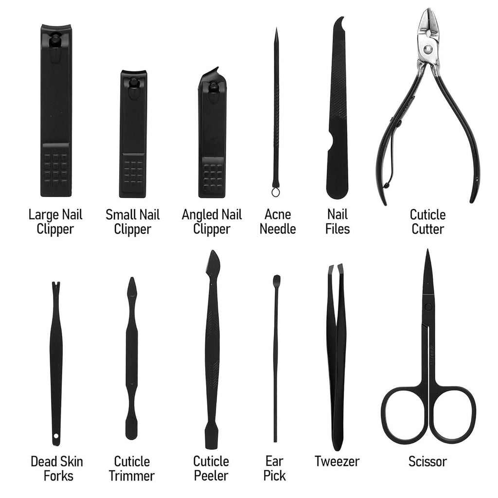 12-Piece Manicure and Pedicure Kit with Stainless Steel Nail Clippers and Tools