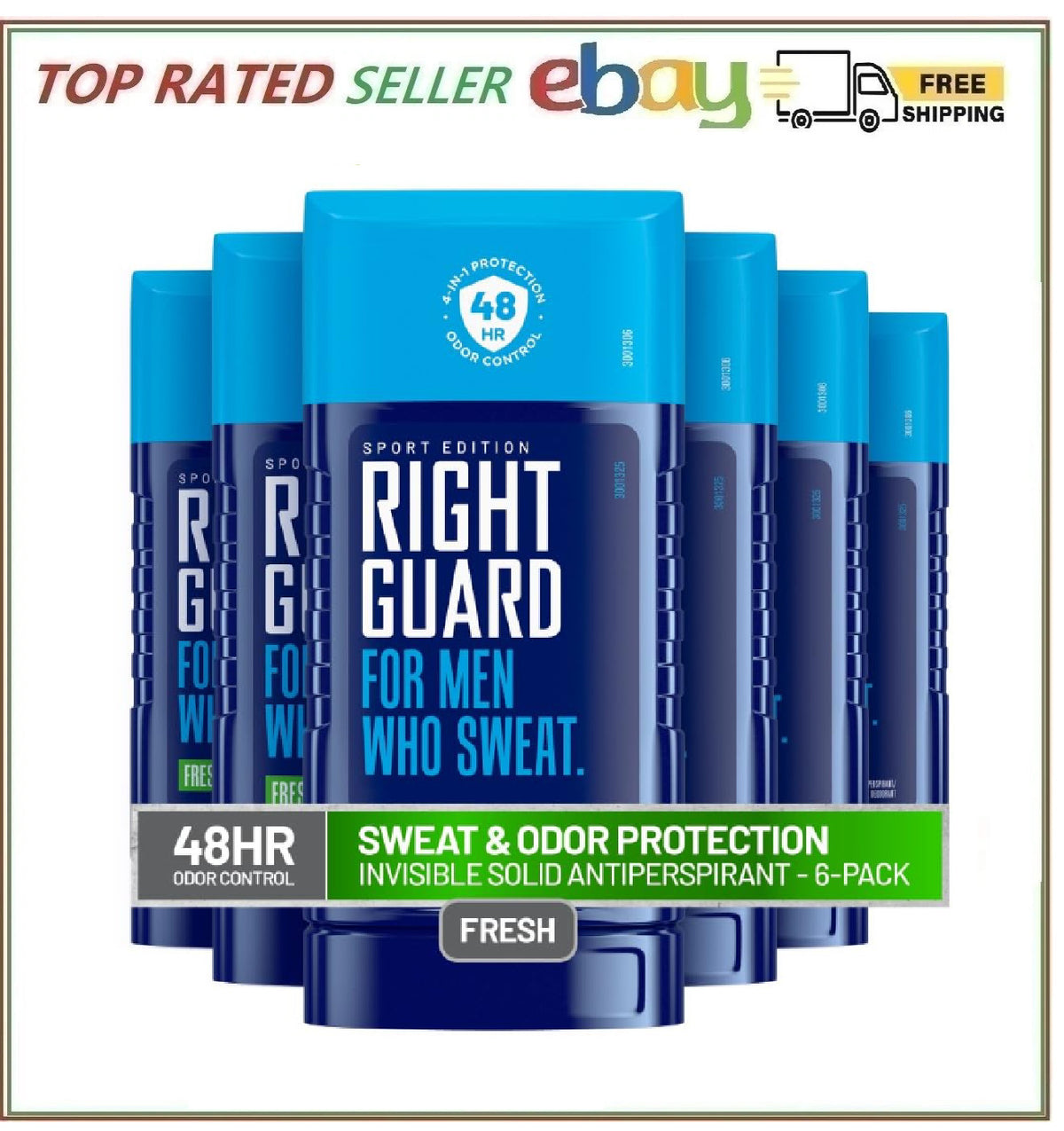 Men's Sport Deodorant Stick - Fresh Scent, 2.6 oz, 6 Pack