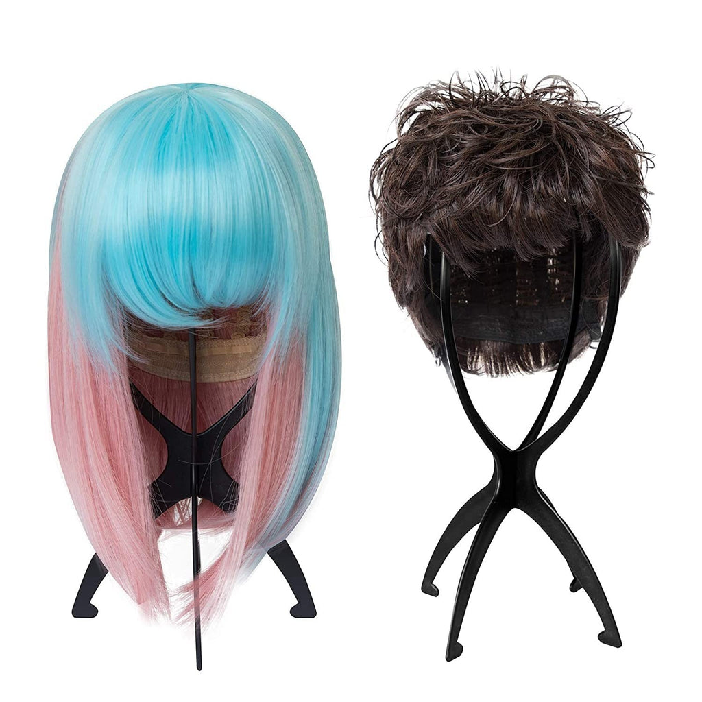 6 Pack Collapsible Wig Stand Portable Display Holder for Multiple Wigs & Hats