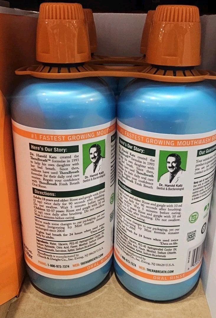 Oral Rinse with Icy Mint Flavor - 1L Bottle, Pack of 2