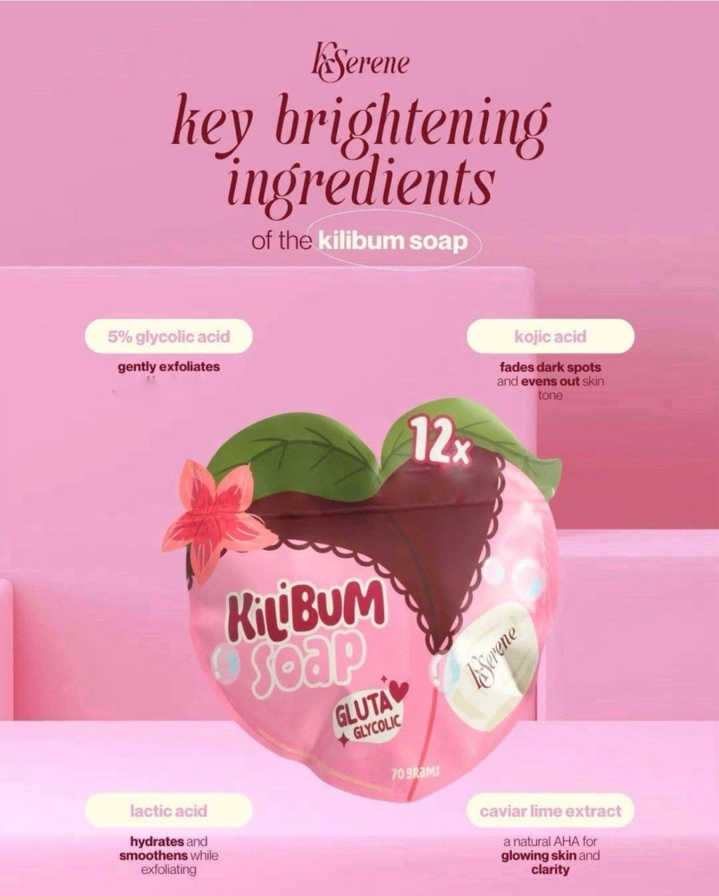 Gluta Glycolic Soap Bars - Brightening Exfoliating Facial & Body Cleanser, 3-Pack