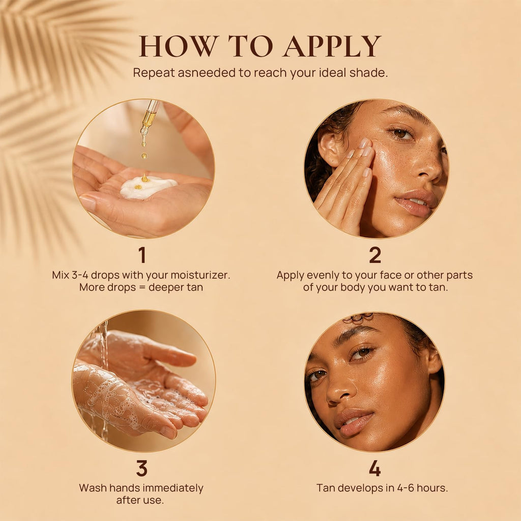 Self Tanning Drops for Face & Body - Natural Glow, Hydrating & Safe