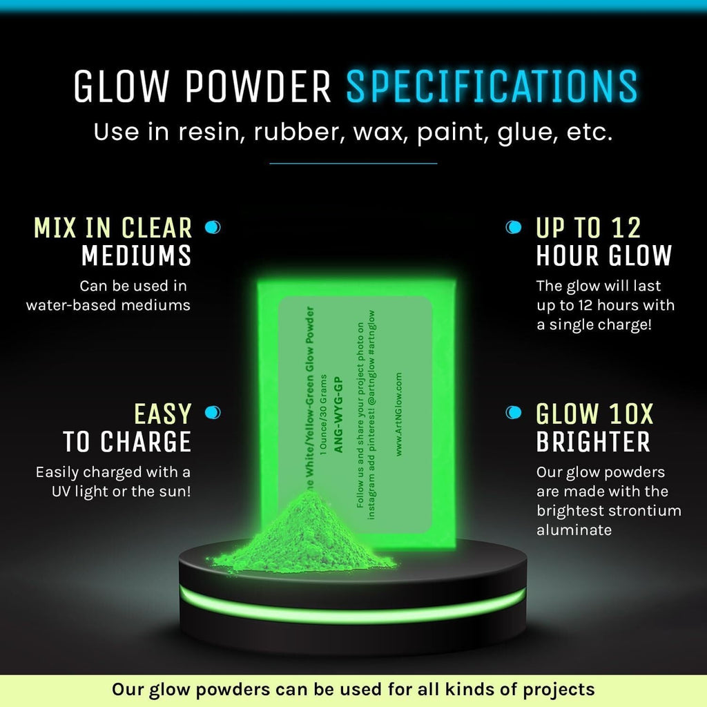 Glow in The Dark Pigment Powder - 30g Fluorescent & Neutral Colors for Art & Crafts