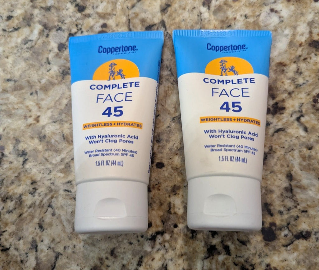 Water Resistant SPF45 Sunscreen for Face Travel Size 1.5oz 2-Pack