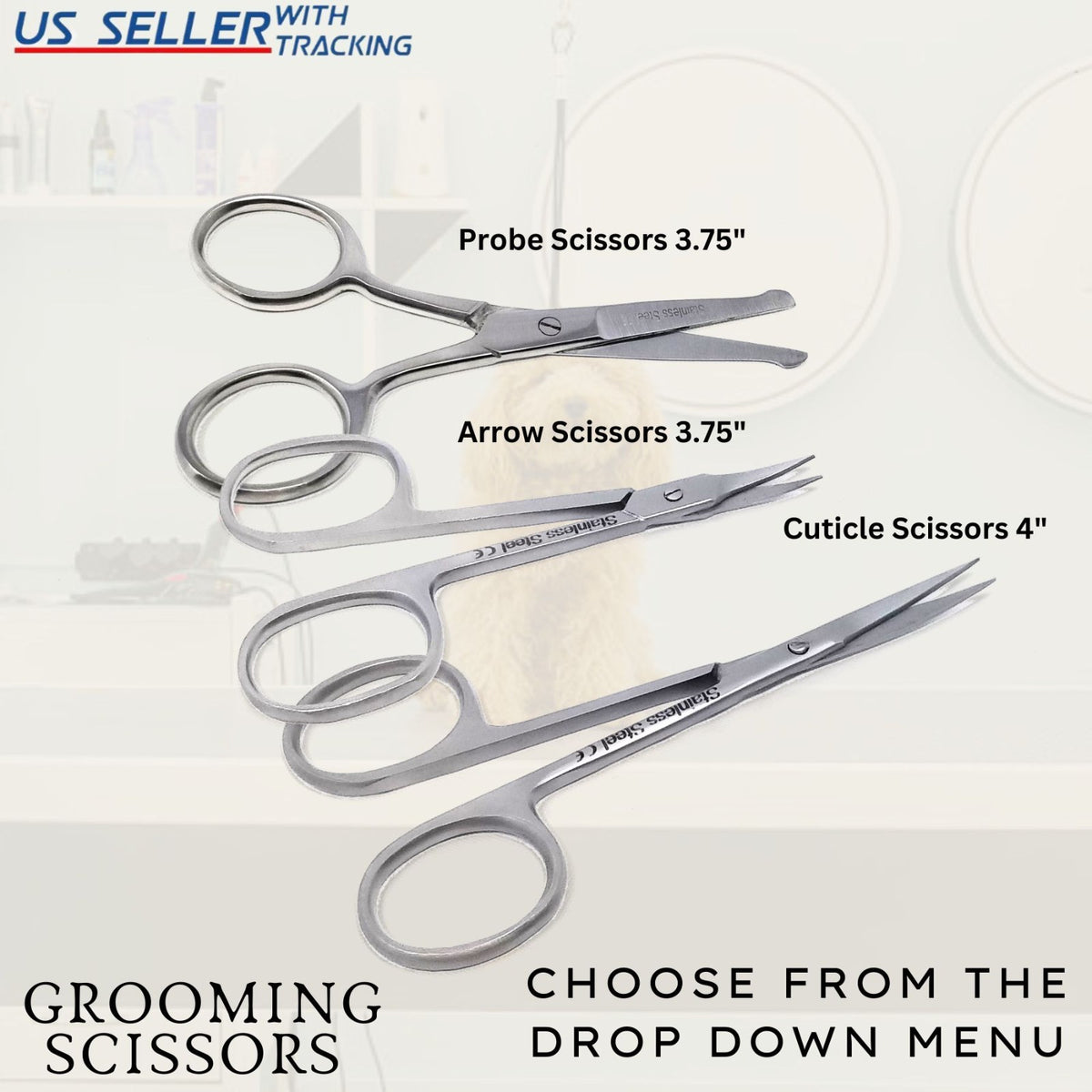 Professional Nail & Cuticle Scissors Set of Three - Manicure Grooming Tools