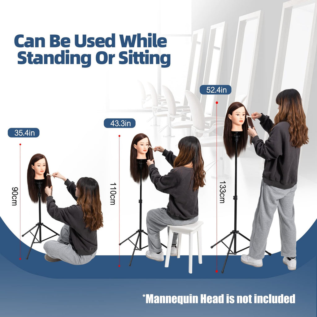Tall Wig Stand Tripod for Mannequin Head, Adjustable & Stable Hair Styling