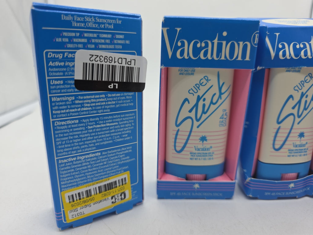 SPF 45 Face Stick Sunscreen - 4 Pack, 20g Each, Travel Size, New