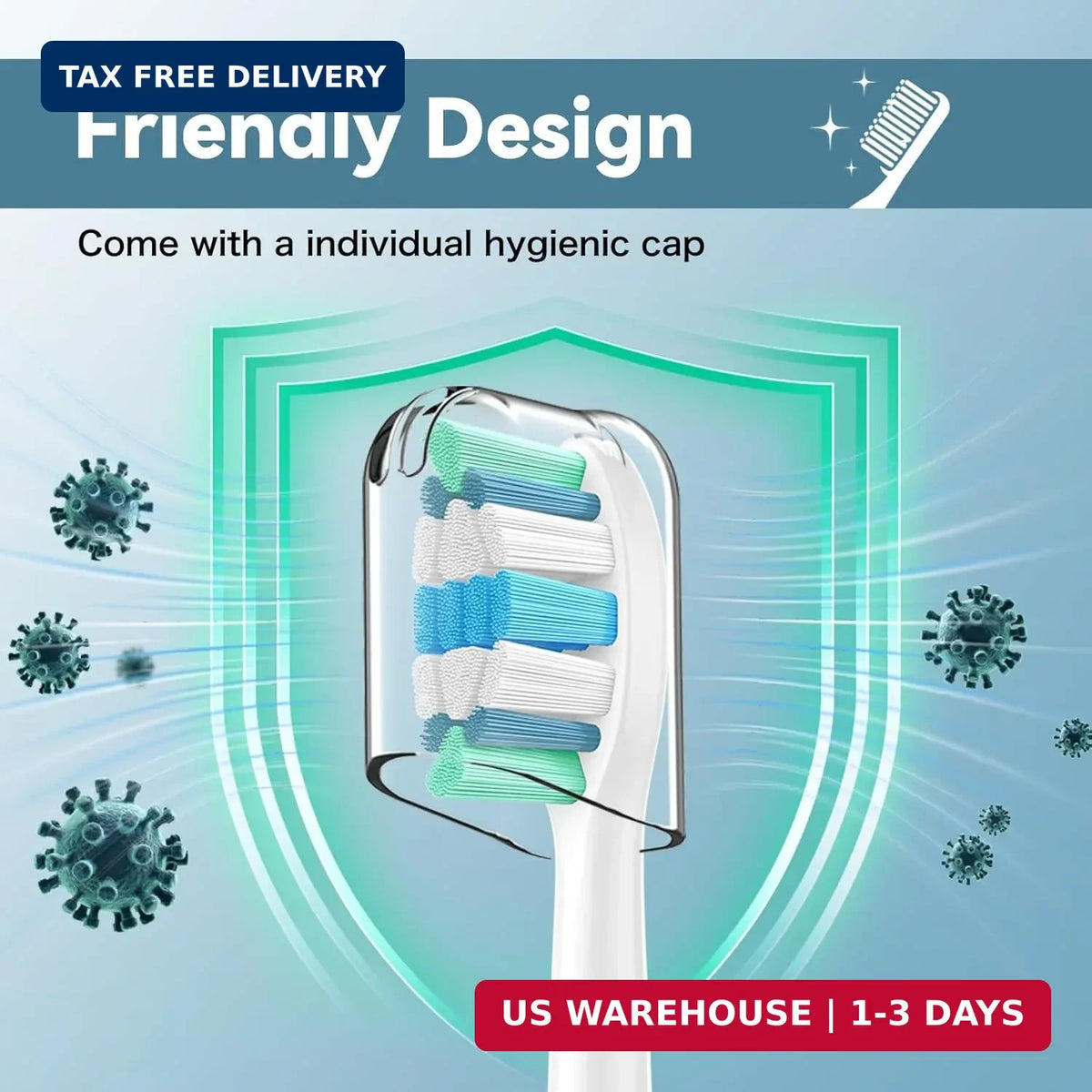 Electric Toothbrush Replacement Heads 8 Pack Soft Bristles Snap-On Compatible