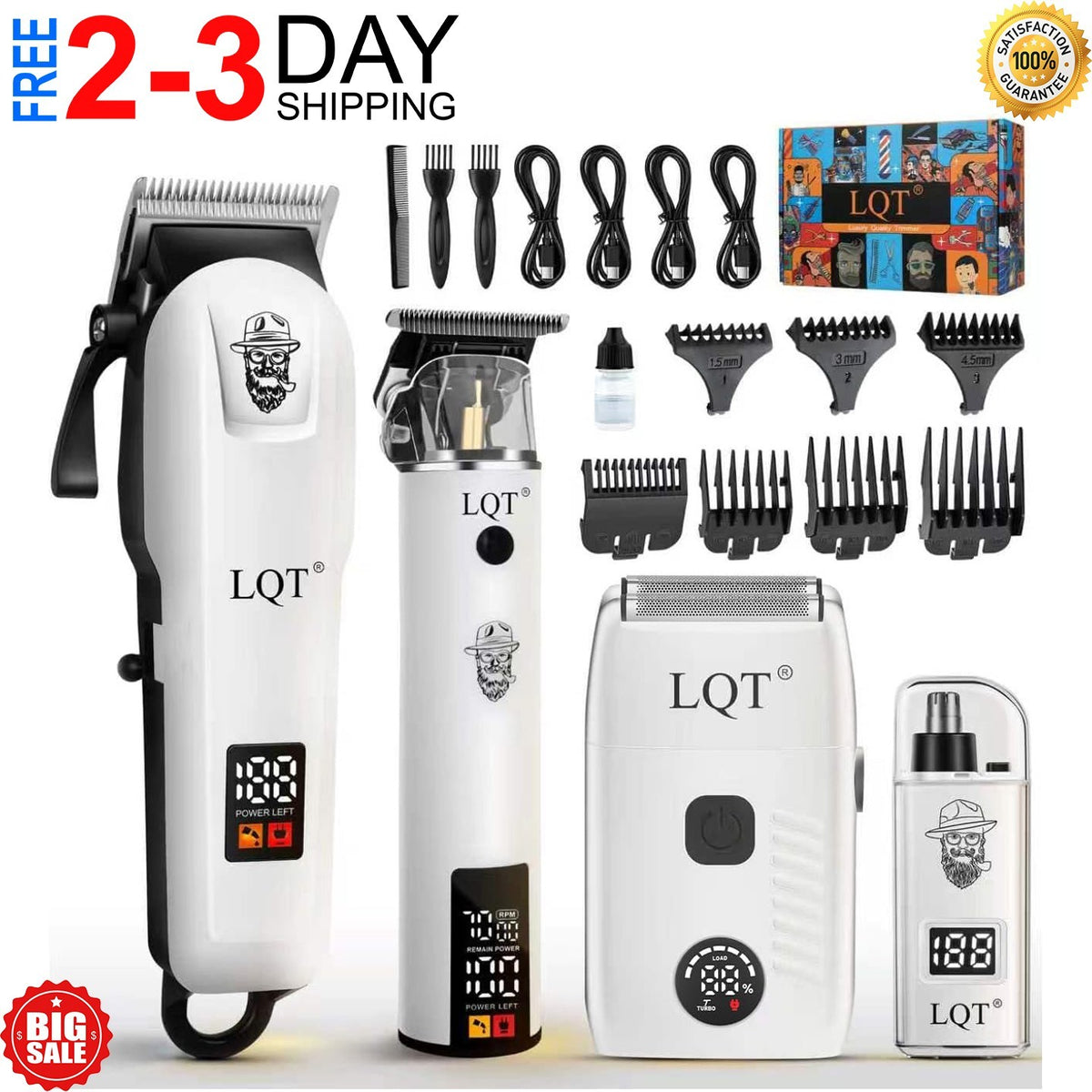 Professional Hair Cutting & Beard Trimmer Set for Men - Wireless with LED Display