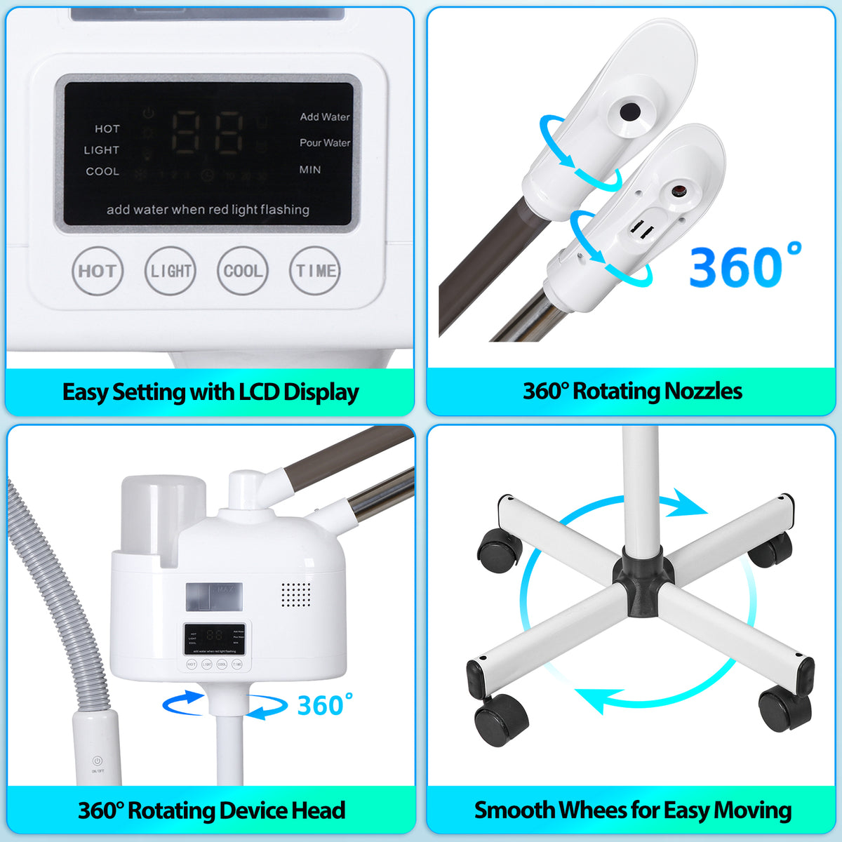 3-in-1 Facial Steamer with Cold & Hot Mist, LCD Display for Spa & Salon