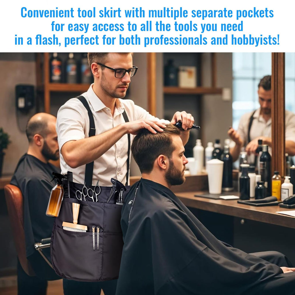 Waterproof Hair Stylist Apron with 5 Pockets for Men Women