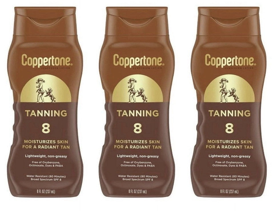 SPF 8 Tanning Sunscreen Lotion 3-Pack - Broad Spectrum Sun Protection