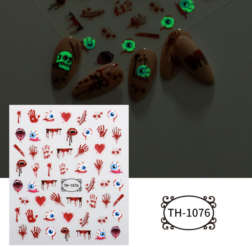Halloween 3D Nail Stickers Decals - Ghost Manicure & Glow in Dark Designs