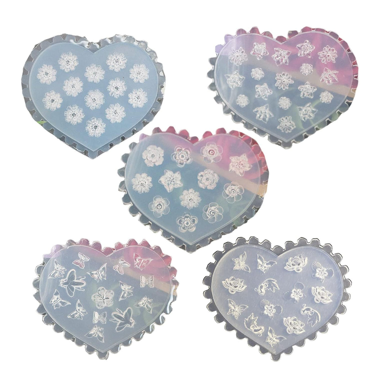 Silicone Nail Art Molds Set - 5PCS 3D Flower Designs for Nail Decoration