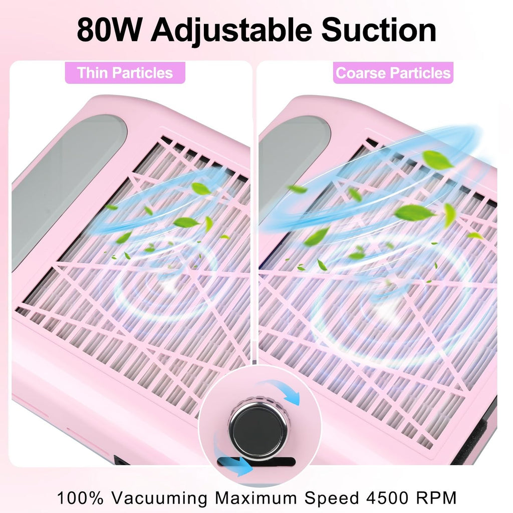 Electric Nail Dust Collector Vacuum Machine for Acrylic Nails 80W