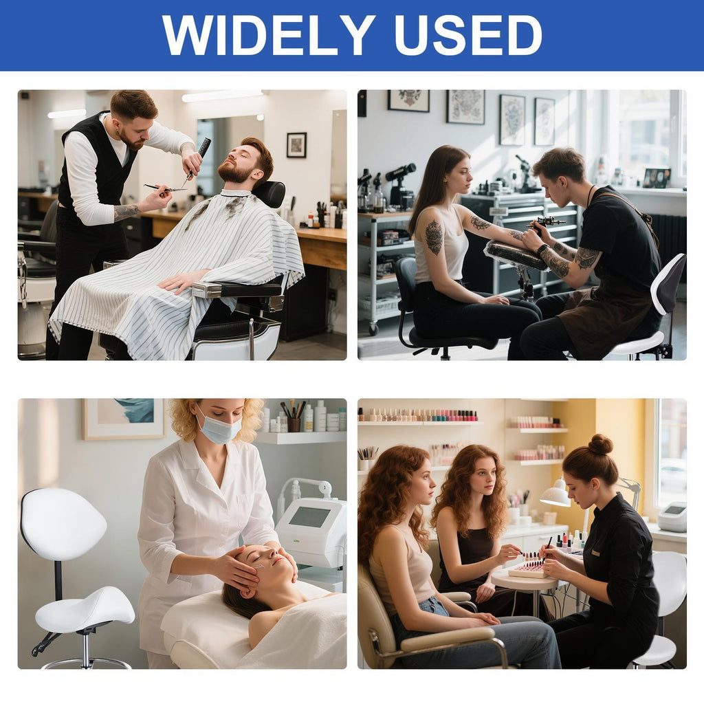 Hydraulic Saddle Seat Salon Stool with Adjustable Height & 360° Swivel