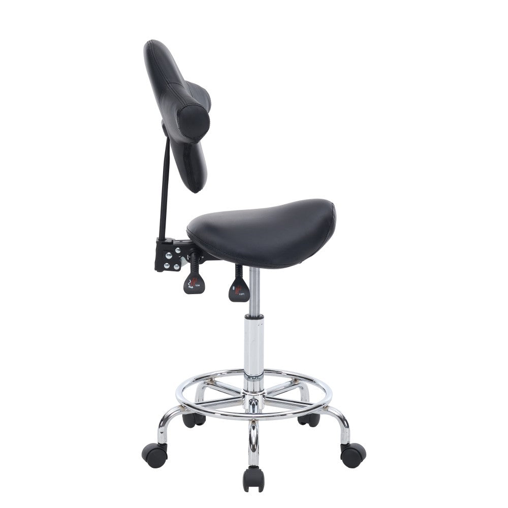 Ergonomic Saddle Stool with Wheels, Adjustable Height, Swivel Seat