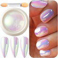 Holographic Unicorn Chrome Nail Powder - Aurora Rainbow Neon Pink for Nail Art