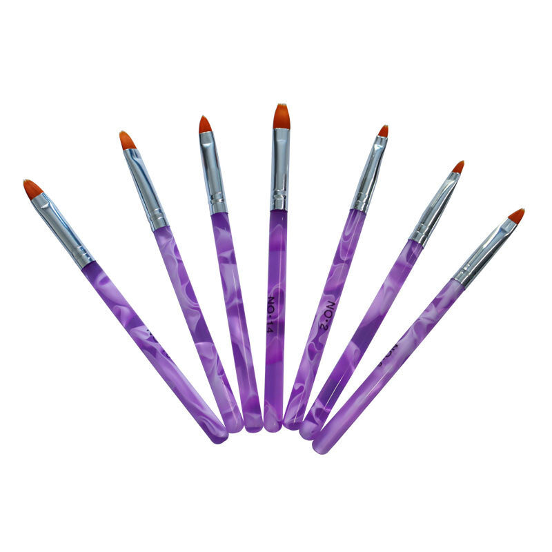 7-Piece Acrylic Nail Art Pen Set with Round Head Brushes for UV Gel & French Nails