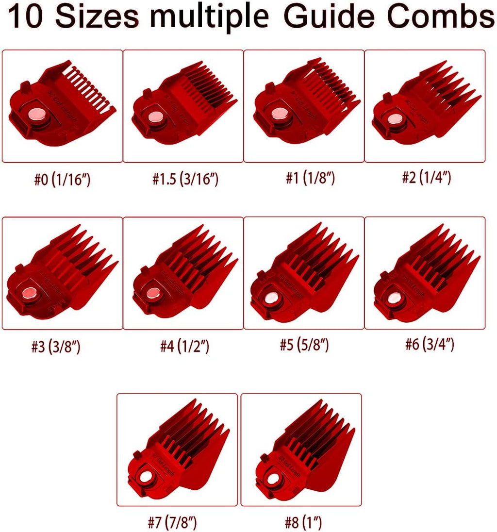 Magnetic Clipper Guards Set for Andis Master Clippers - 10 Pieces, Sizes 1/16 to 1 Inch