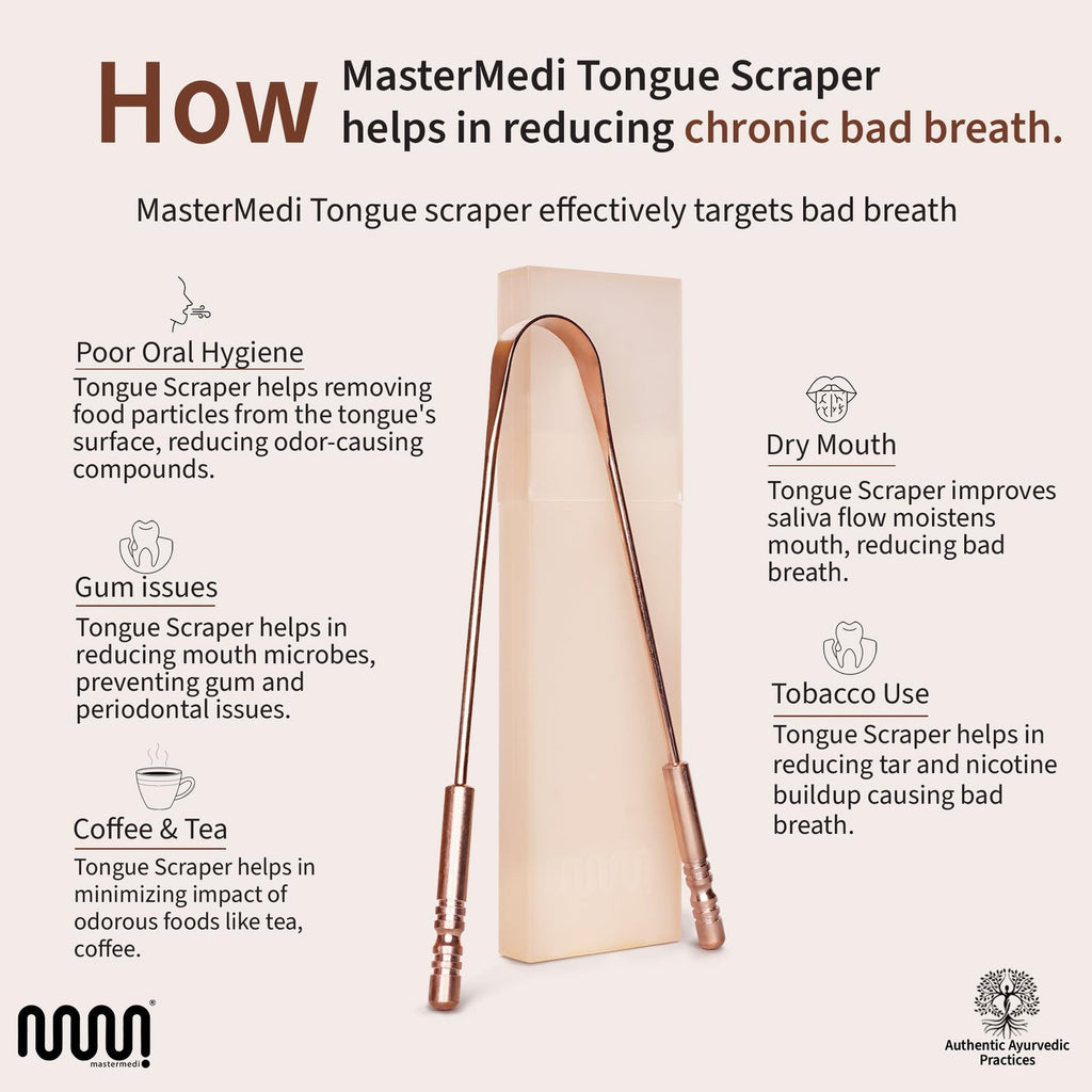 Copper Tongue Scraper for Adults - Oral Hygiene & Bad Breath Relief
