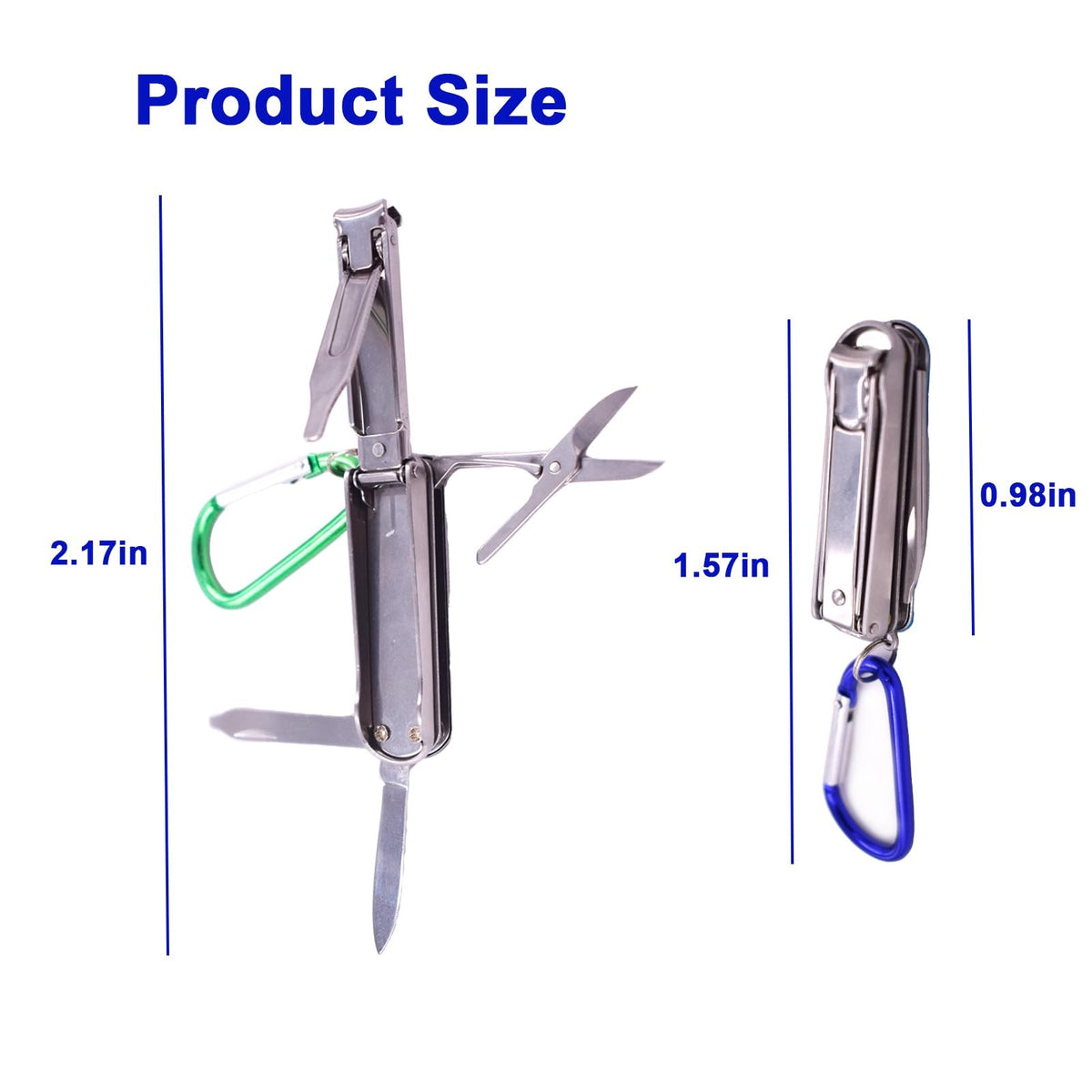 5-in-1 Multi Tool Nail Clippers Keychain Scissors Nail Files Portable Silver