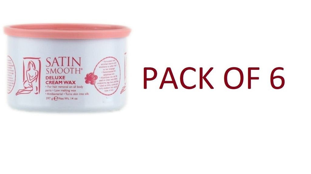 Pink Deluxe Cream Wax 14oz - Satin Smooth Waxing Supplies Pack of 6