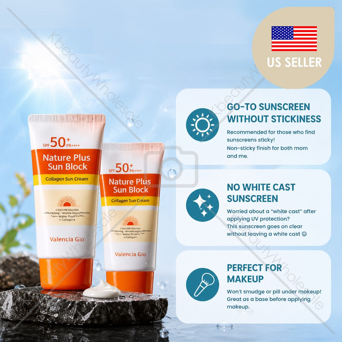 SPF 50+ Collagen Sun Cream Face Sunscreen with Broad Spectrum Protection