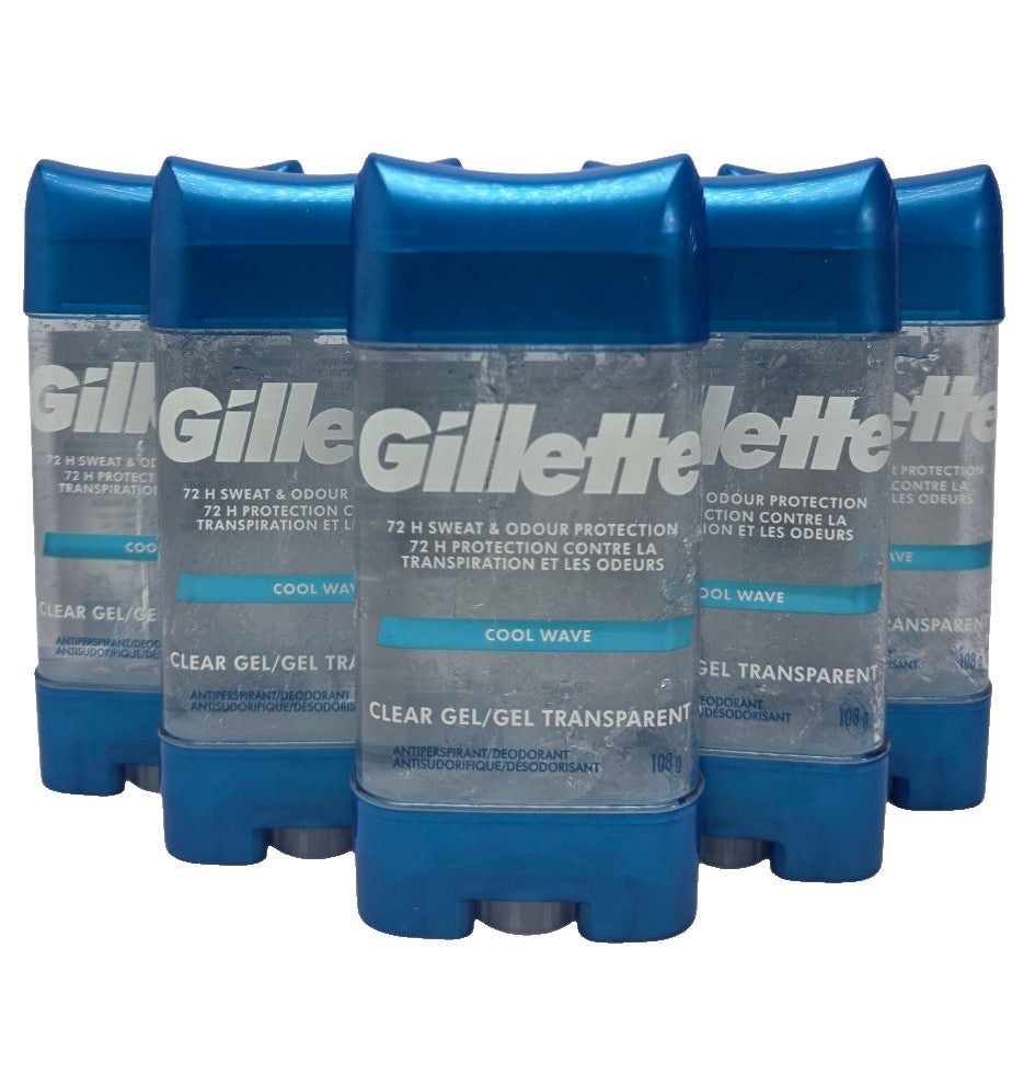 Gillette Cool Wave Men's Antiperspirant Deodorant Gel 5 Pack - Long Lasting Freshness