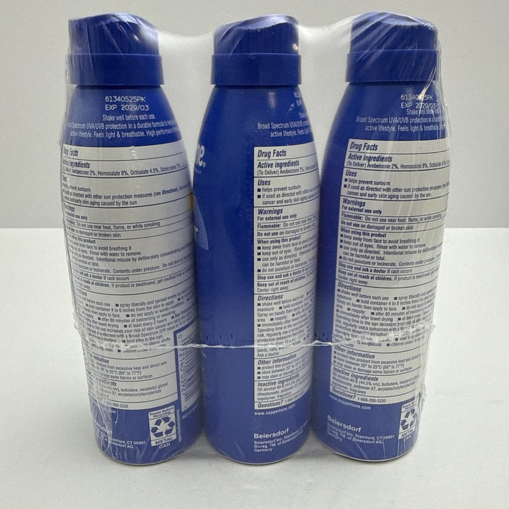 SPF 30 Sunscreen Spray Lot of 3 Bottles 5.5 oz Outdoor Sun Protection