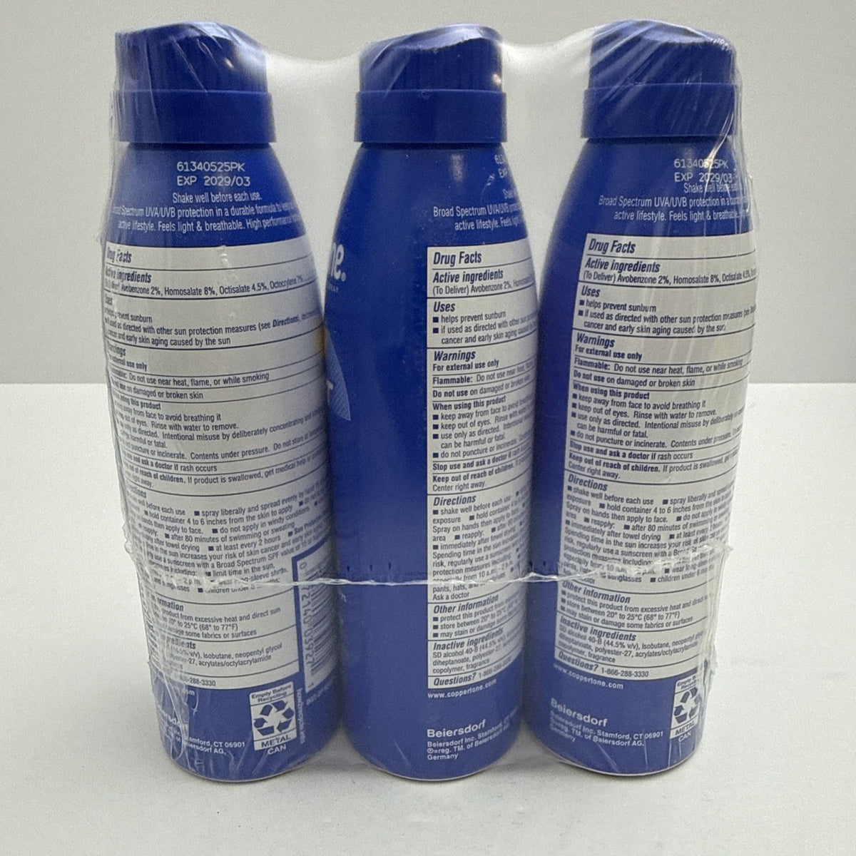 SPF 30 Sunscreen Spray Lot of 3 Bottles 5.5 oz Outdoor Sun Protection