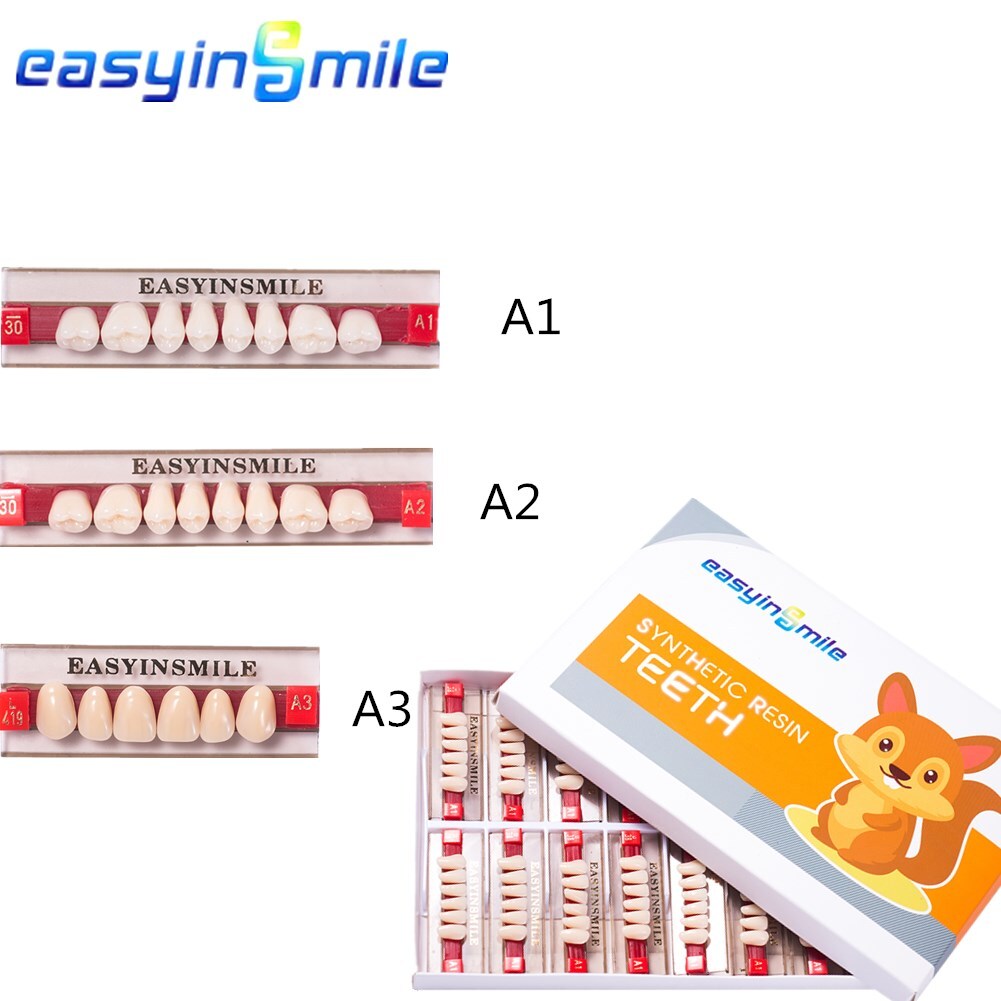 Dental Acrylic Resin Denture Teeth Full Set for Upper & Lower - Shade A1/A2/A3