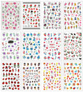 3D Nail Art Sticker Rose Flower Heart Floral Decals - Peel & Stick, Multiple Patterns