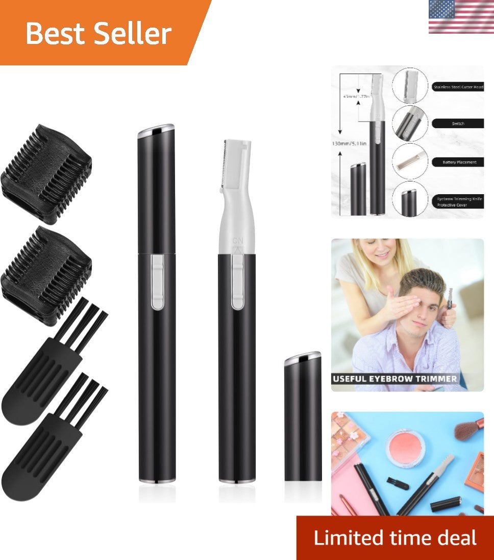 Electric Eyebrow Trimmer Set with Adjustable Comb - Portable Mini Razors