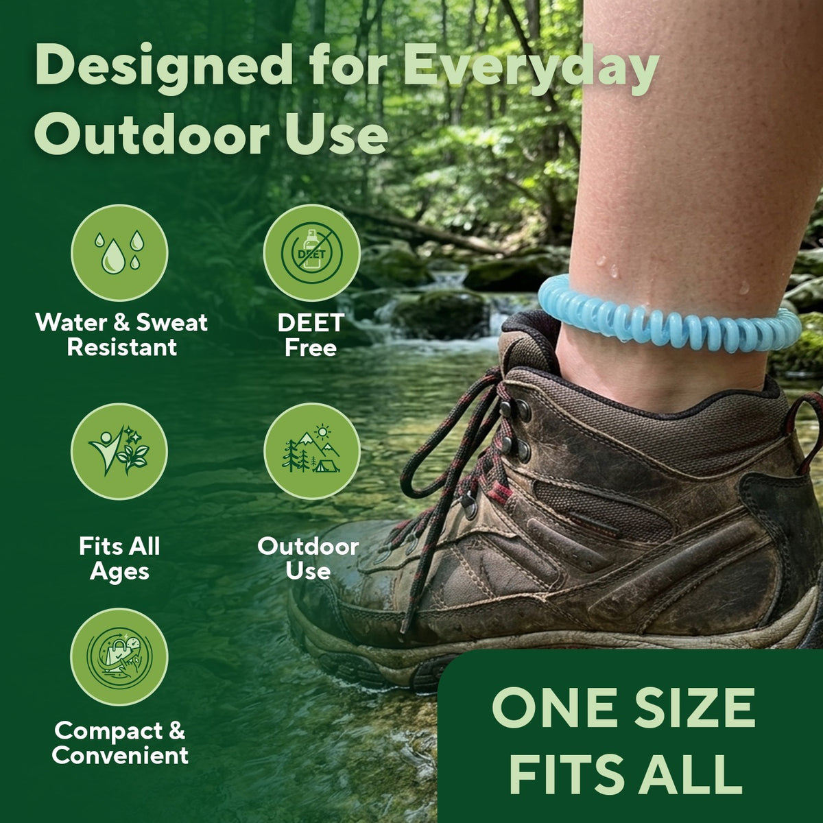 Outdoor Bracelets with Citronella & Lemongrass - 10 Pack for Camping & Hiking