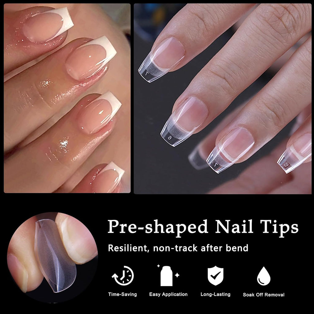 600Pcs Short Coffin Gel Nail Tips, Clear Fake Nails for Manicure & Extensions