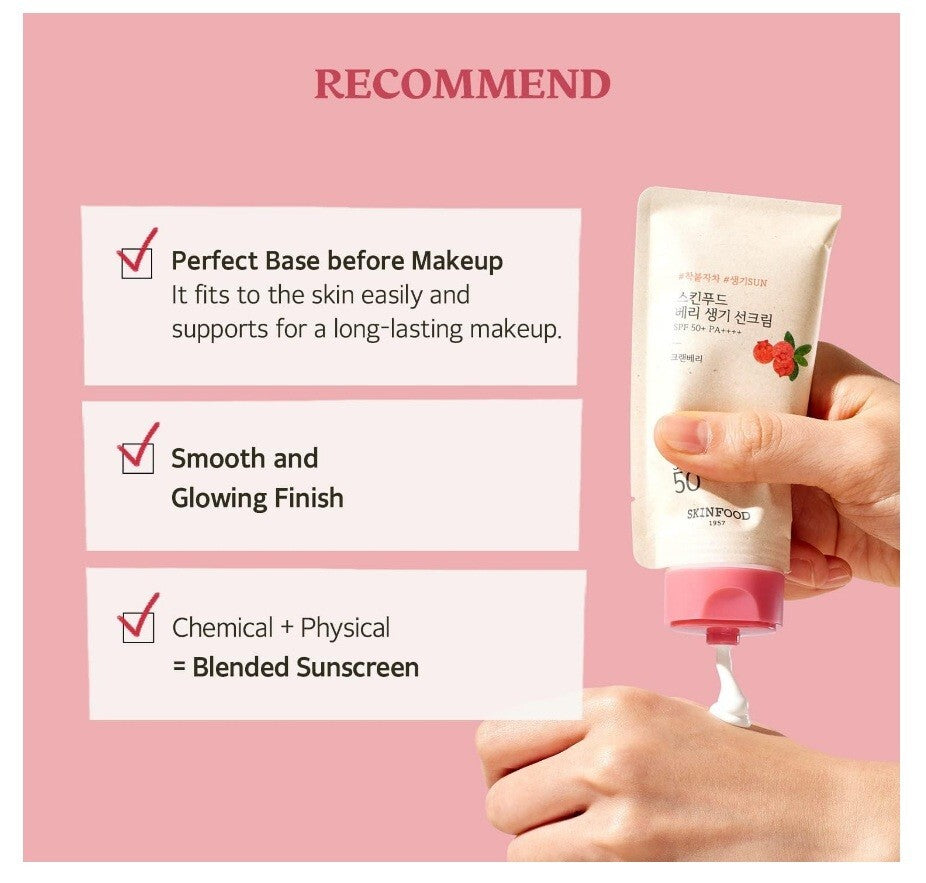 Vegan Sun Cream SPF 50+ PA++++ with Cranberry Extract - Lightweight, Dewy Finish, Eco-Friendly Packaging