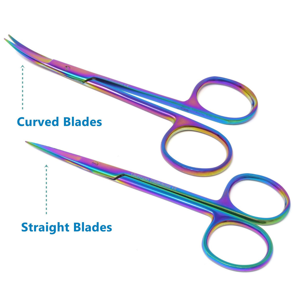 Facial Hair Scissors - Titanium 4.5 Inch Grooming Shears for Beard Mustache Nose Hair Trimming