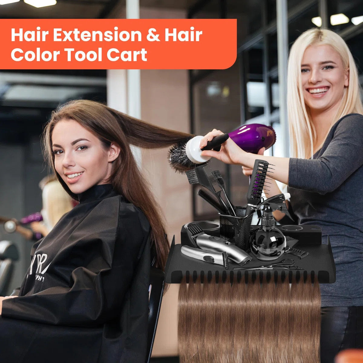 Salon Metal Hairstylist Tray with 360° Rotation for Barber Chairs