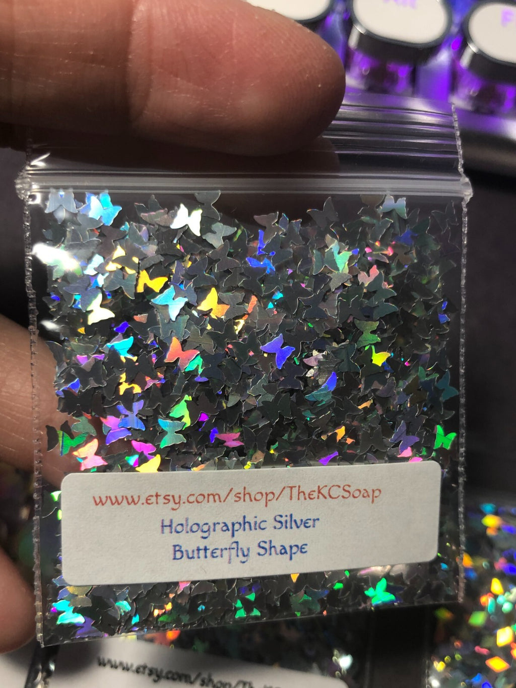 50g Solvent Resistant Butterfly Glitter for Nail Art & Crafting - Silver Holo
